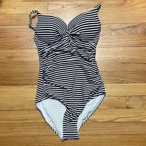 NWT Striped Navy One Piece Swimsuit